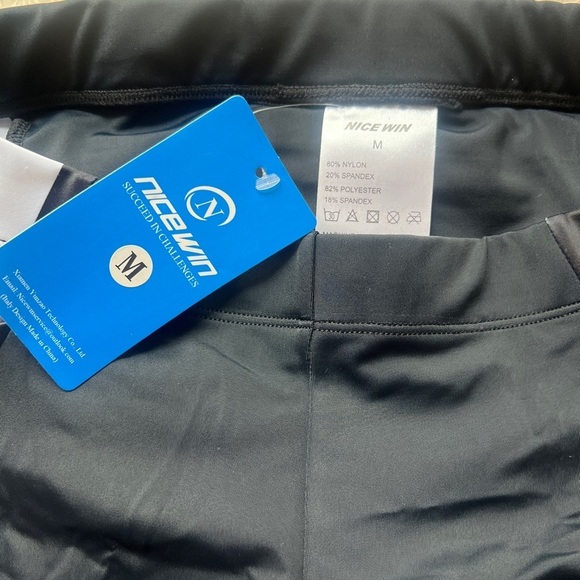 Women Nicewin Padded Bike Leggings Blue Black 3 pockets Easy Dry Spandex Size M - Picture 4 of 9